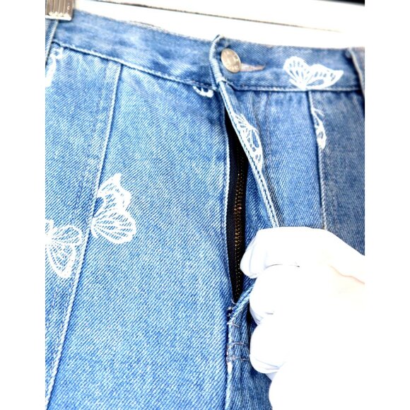 Simple Society Butterfly Jeans Baggy High Rise Print Y2K Soft Girl Coquette - Picture 5 of 12
